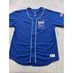 Kansas City Royals MLB Baseball Blank Jersey Blue Mesh Button Front XL New